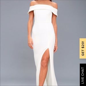 Lulu’s off the shoulder white dress with slit